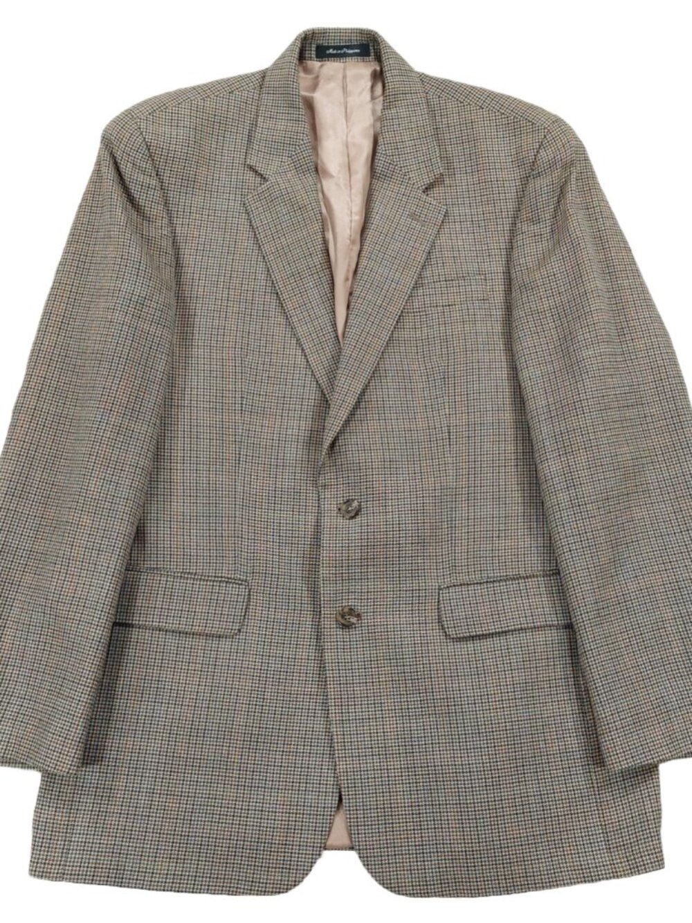 Ralph Lauren Silk Wool Blazer 42L, Houndstooth Plaid, Two Button Sports Coat